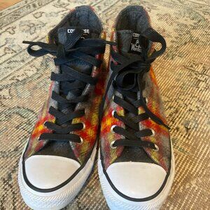 Converse All Star Chuck Taylor Woolrich Hi Top Gray Plaid Sneakers Women's 7.5